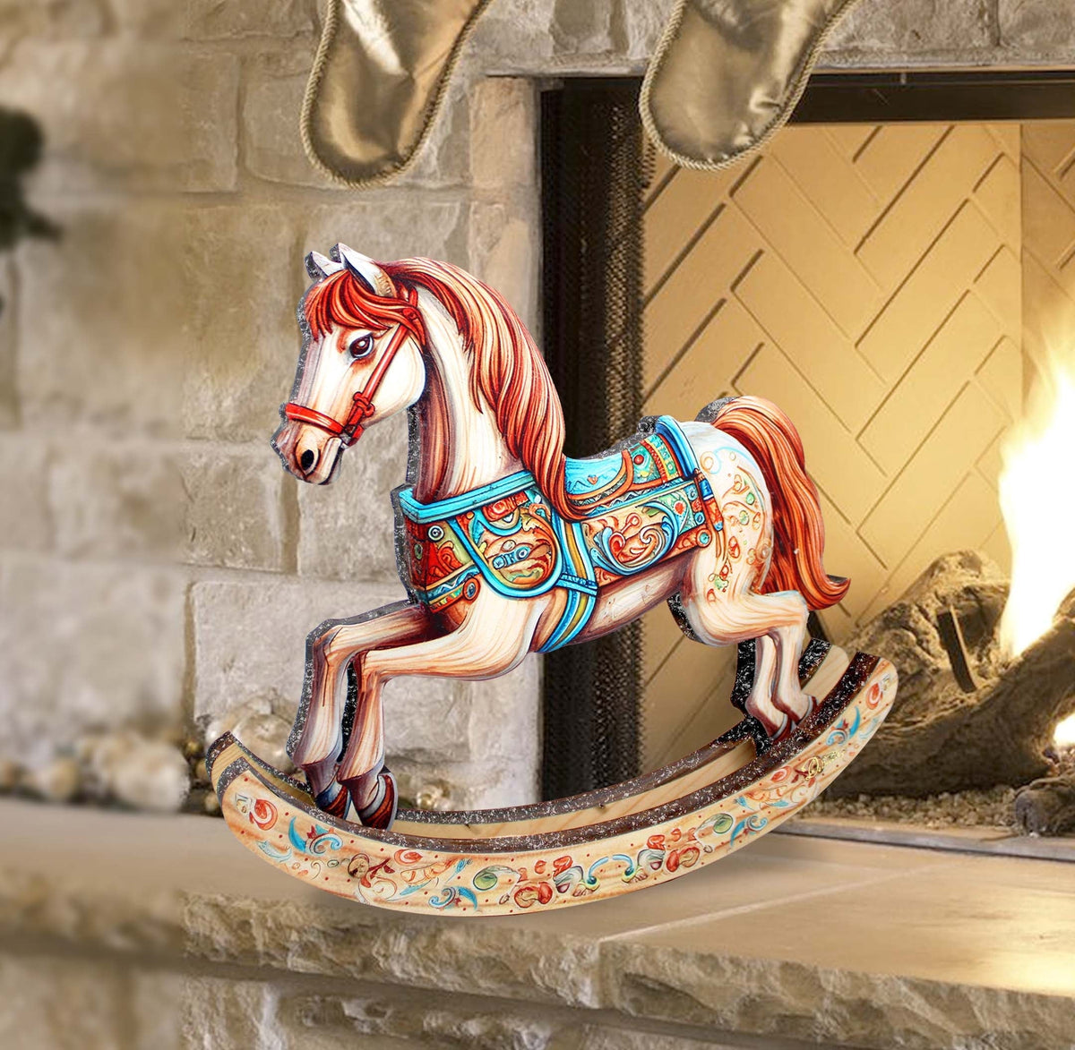 Timeless Ride of Joy Limited Edition Wooden Rocking Horse Figurine by G. Debrekht - Christmas Centerpiece Decor - 89307