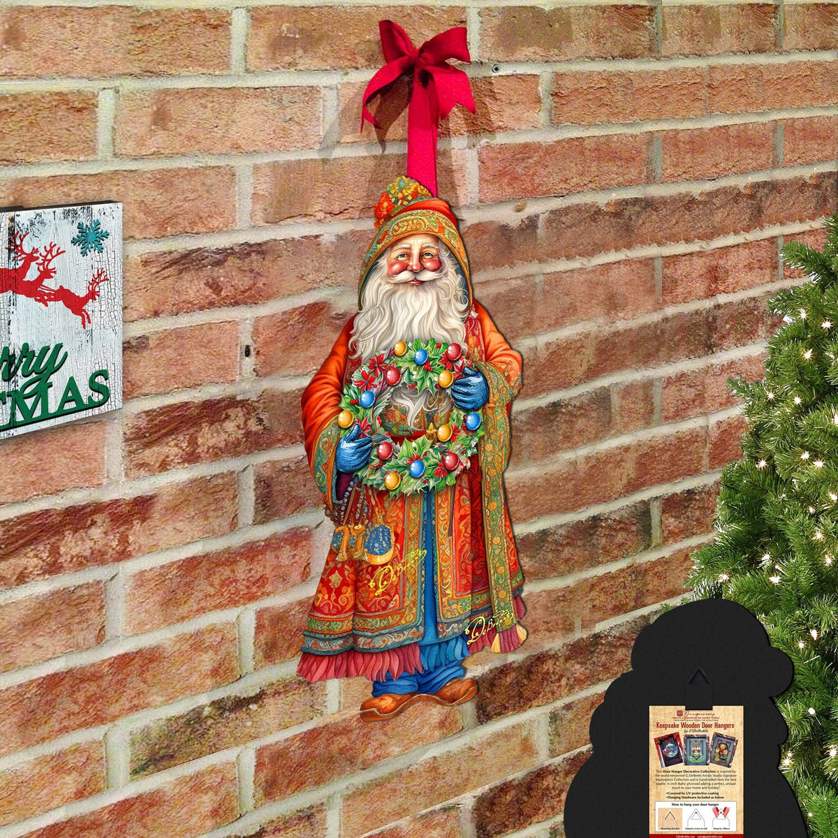 Santa's Wreath of Joy Holiday Door Decor by G. Debrekht - Christmas Santa Snowman Decor - 8691402H