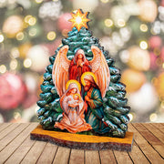 Graceful Angel Nativity Limited Edition Wooden Figurine by G. Debrekht - Centerpiece for Holiday Decor - 89306