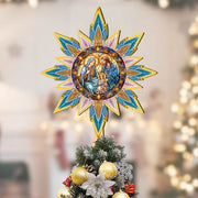 Peaceful Nativity Star Tree Topper Wooden Decor by G. Debrekht - Nativity Holiday Decor - 89505