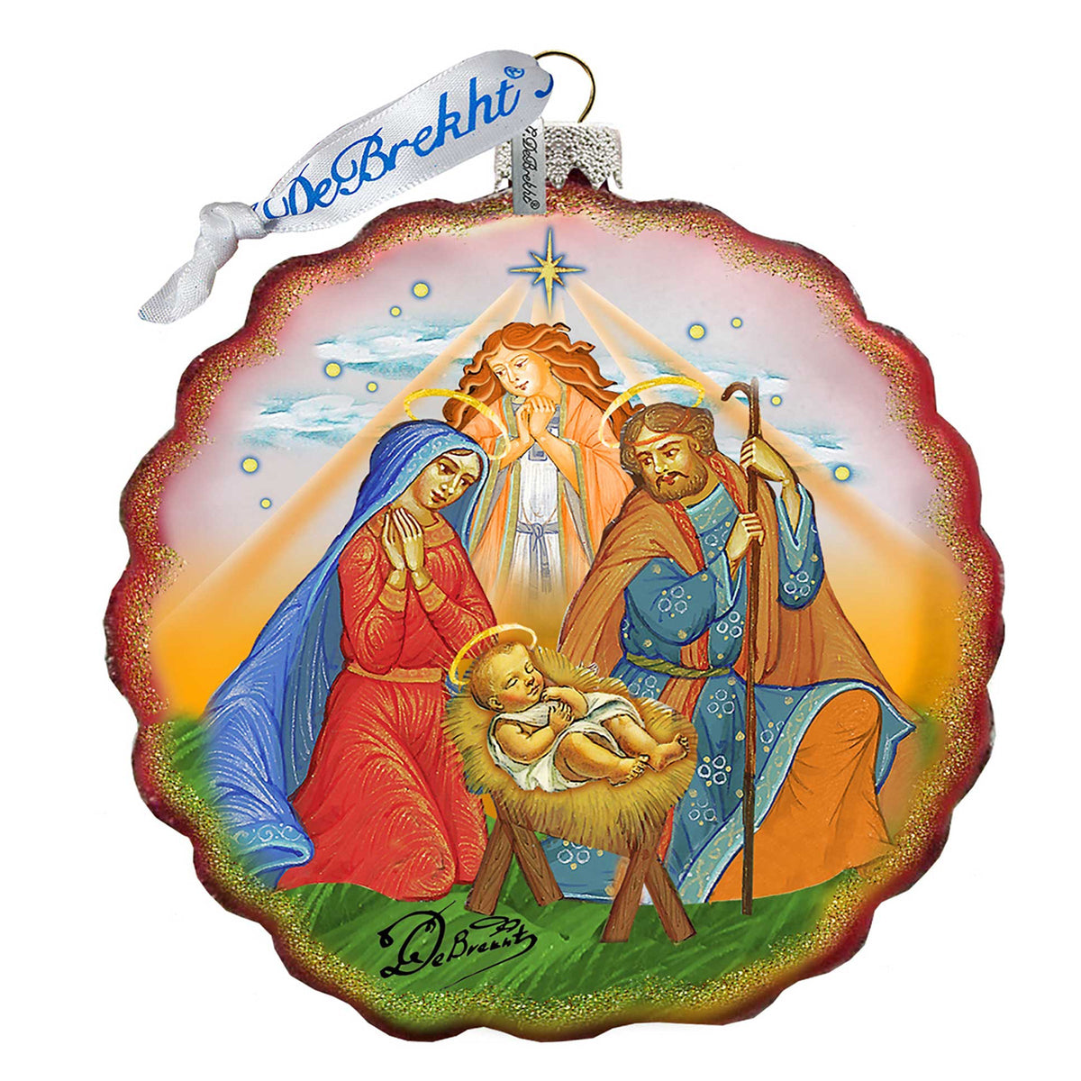 Miracle Nativity Flower Glass Ornament