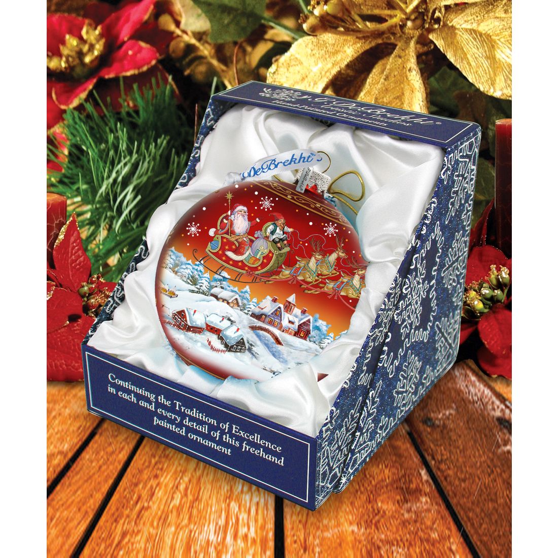 Up-Up and Away Red Glass Ornament Limited Edition by G. DeBrekht - Christmas Santa Snowman Decor - 73842R
