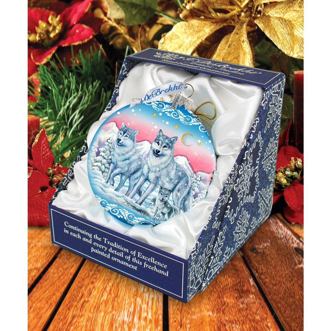 Guardian of Spirituality Wolves Ball Glass Ornament Limited Edition by G. DeBrekht - Christmas Decor - 73880