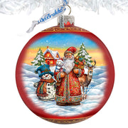 Snowman Splendor Lg Glass Ornament by G.Debrekht - Christmas Santa Snowman Decor - 73944