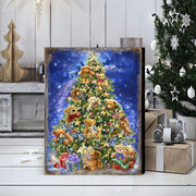 Teddy Bear Tree Wooden Wall Art by D. Gelsinger - Christmas Santa Snowman Decor - 95605B-1101