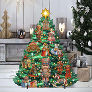 Nutcracker-Themed Christmas Tree Outdoor Indoor Decor Wooden Christmas Decoration by G. Debrekht Christmas Decor - 8191501F