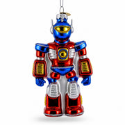 Battle Robot with Power Core Bot Glass Christmas Ornament