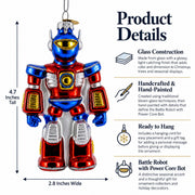 Battle Robot with Power Core Bot Glass Christmas Ornament