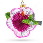 Hummingbird with Pink Hibiscus Glass Christmas Ornament