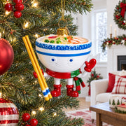 Noodle Ramen Bowl with Chopsticks Glass Christmas Ornament