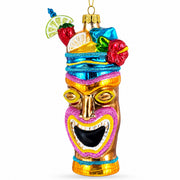 Hawaiian Tiki Totem with Tropical Cocktail Glass Christmas Ornament