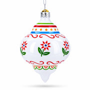 Finial with Floral Pattern Glass Christmas Ornament