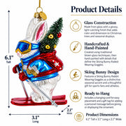 Skiing Bunny Rabbit Wearing Goggles Glass Christmas Ornament