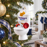 Fix It Plumber Throne with Plunger and Wrench Glass Christmas Ornament