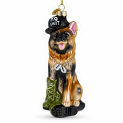 German Shepherd K9 Police Dog Glass Christmas Ornament