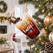 Whipped Latte Holiday Drink with Cinnamon Stick Glass Christmas Ornament