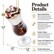 Frappy with Whipped Cream Glass Christmas Ornament