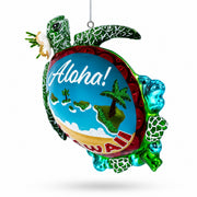 Hawaiian Aloha Turtle Glass Christmas Ornament
