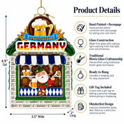 Oktoberfest Santa Beer Stand Glass Christmas Ornament