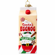 Holiday Eggnog Milk Carton Glass Christmas Ornament