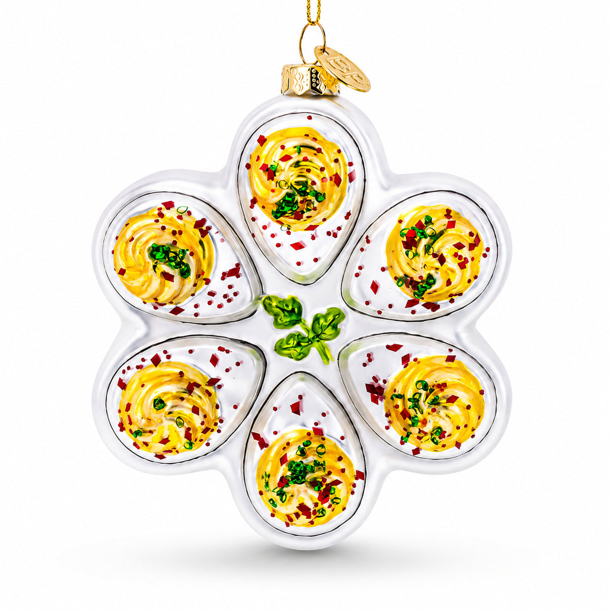 Deviled Egg Platter Glass Christmas Ornament