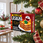 Lasagna Box Glass Christmas Ornament