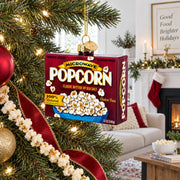 Popcorn Box Glass Christmas Ornament