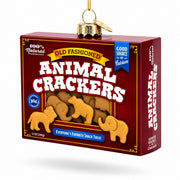 Animal Crackers Box Glass Christmas Ornament
