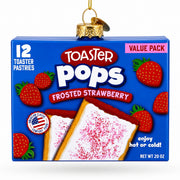Frosted Strawberry Toaster Box Glass Christmas Ornament