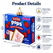 Frosted Strawberry Toaster Box Glass Christmas Ornament