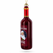 Santa’s Red Wine Bottle Glass Christmas Ornament