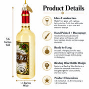 Riesling Wine Bottle Glass Christmas Ornament