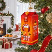 Orange Juice Carton Glass Christmas Ornament