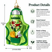 Gardener Apron with Tools Glass Christmas Ornament