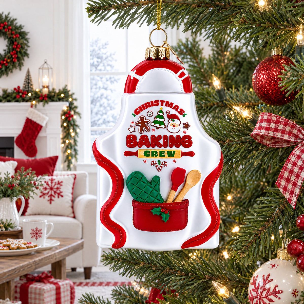 Baker’s Apron Glass Christmas Ornament
