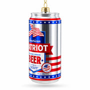 USA Patriot Beer Can Glass Christmas Ornament