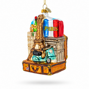 Paris Eiffel Tower Travel Keepsake Glass Christmas Ornament