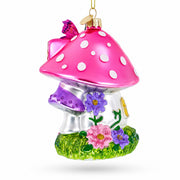Fairy Mushroom House Glass Christmas Ornament