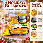 Yellow Bulldozer Glass Christmas Ornament