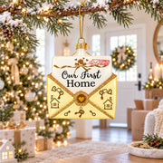New Homeowner Housewarming Envelope Letter Box Glass Christmas Ornament
