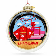Japan Flag Travel Souvenir Kimono Torii Glass Ball Christmas Ornament