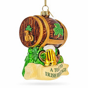 Irish Heritage Shamrock Beer Barrel And Pipe Glass Christmas Ornament
