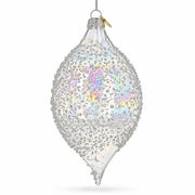 Iridescent Frosted Teardrop Glass Christmas Ornament