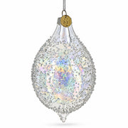 Iridescent Frosted Teardrop Glass Christmas Ornament