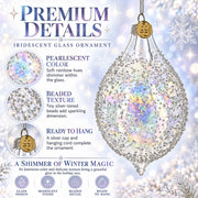 Iridescent Frosted Teardrop Glass Christmas Ornament