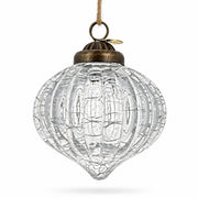 Clear Ribbed Glass Vintage Onion Christmas Ornament