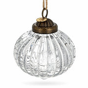 Clear Ribbed Glass Vintage Onion Christmas Ornament