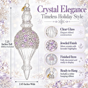 Clear Glass Ribbed Finial With Beaded Top Christmas Ornament