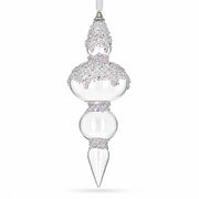 Clear Glass Finial With Frosted Ice Beading Christmas Ornament