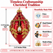 Burgundy Glass Drop Gold Leaf Crystal Christmas Ornament